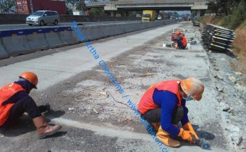Perbaikan Rigid Pavement dengan Injeksi perbaikan rigid jalan tol